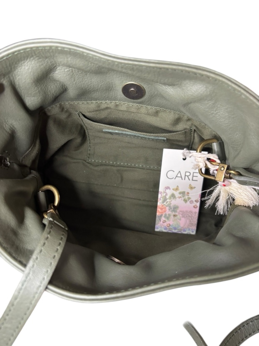JOHNNY WAS Cinch Pouch Italian Leather Crossbody Bag Loden Green NWT - Picture 17 of 17